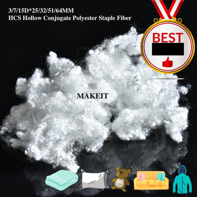 White Color Virgin Hollow Conjugated Siliconized PSF Fiber 7D×64mm
